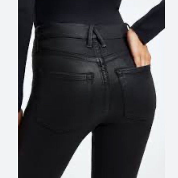 Good American Black GLCO001ST Good Legs Straight Coated Jeans, Size 26 - Picture 2 of 8